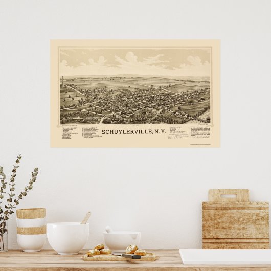 Schuylerville, NY Panoramic Map - 1889 Poster (Keuken)