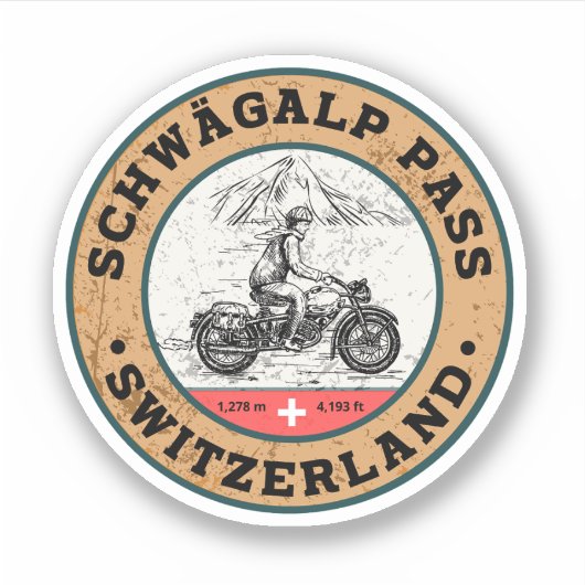 Schwägalp Pass Zwitsers-Alpen motortour Sticker (Voorkant)