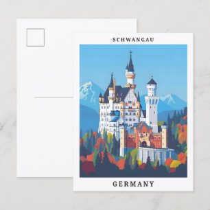 Schwangau Duitsland Elegant Art Vintage Travel Briefkaart