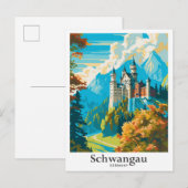 Schwangau Duitsland Vintage Travel Illustration Briefkaart (Voorkant / Achterkant)