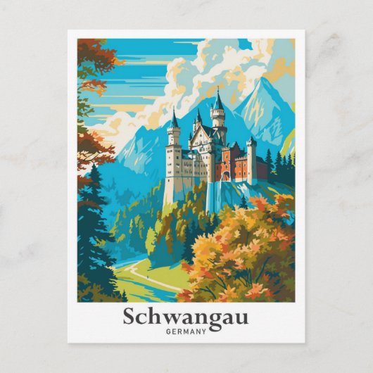 Schwangau Duitsland Vintage Travel Illustration Briefkaart (Voorkant)