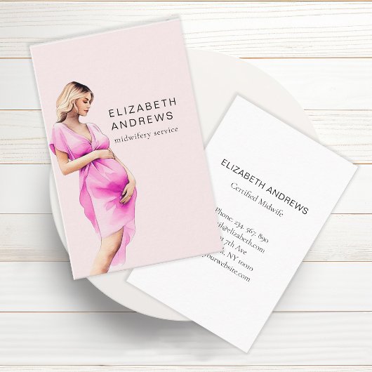 Schwangere, schlicht-waterverf visitekaartje