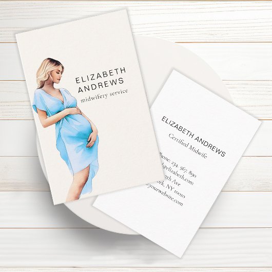 Schwangere, schlicht-waterverf visitekaartje
