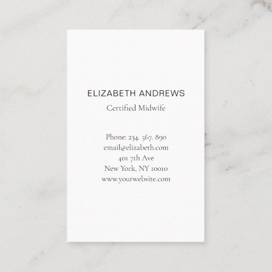 Schwangere, schlicht-waterverf visitekaartje (Achterkant)