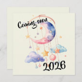 Schwangerschaft baby 2026 Wolken mobile  Aankondiging (Voorkant / Achterkant)