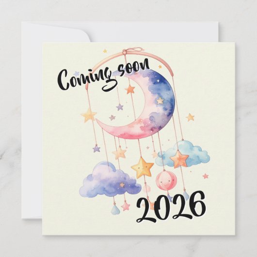 Schwangerschaft baby 2026 Wolken mobile  Aankondiging (Voorkant)