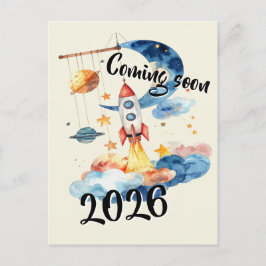 Schwangerschaft verkünden 2026 Rakete Weltraum Briefkaart