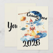 Schwangerschaft verkünden 2026 Rakete Weltraum Kaart (Voorkant / Achterkant)