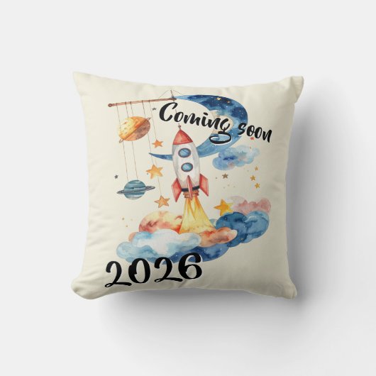 Schwangerschaft verkünden 2026 Rakete Weltraum Kussen (Voorkant)