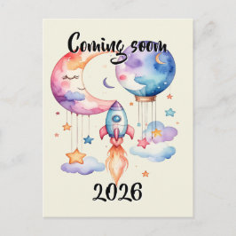 Schwangerschaft verkünden Aquarell Heißluftballon Briefkaart