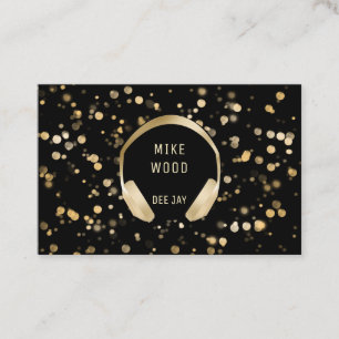 Schwarz Gold Bokeh Kopfhörer DJ Visitenkarte Visitekaartje