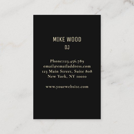 Schwarz Gold Spritzer Kopfhörer  DJ Visitenkarte Visitekaartje (Achterkant)