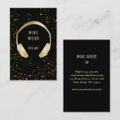 Schwarz Gold Spritzer Kopfhörer  DJ Visitenkarte Visitekaartje (Voorkant / Achterkant)