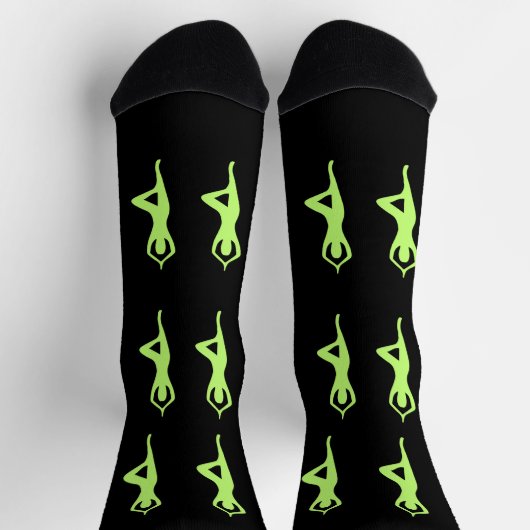 Schwarz Grüne Grafik Socken Einzigartiges Muster Sokken (Top)