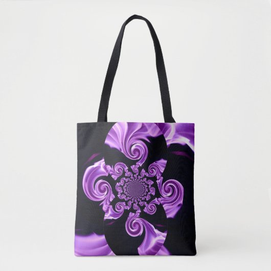 Schwarz Lila Ornament Tote Bag (Voorkant)