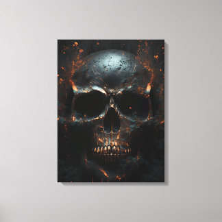 Schwarz matt Totenkopf mit Kupfer Applikationen Canvas Afdruk