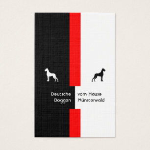 Schwarz rot mit Doggen Visitekaartje