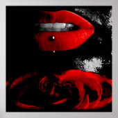 Schwarz weiß+color key - Rote Lippen Poster (Voorkant)