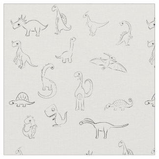 Schwarz weiß Dino Dinosaurier Saurier Motiv Stof