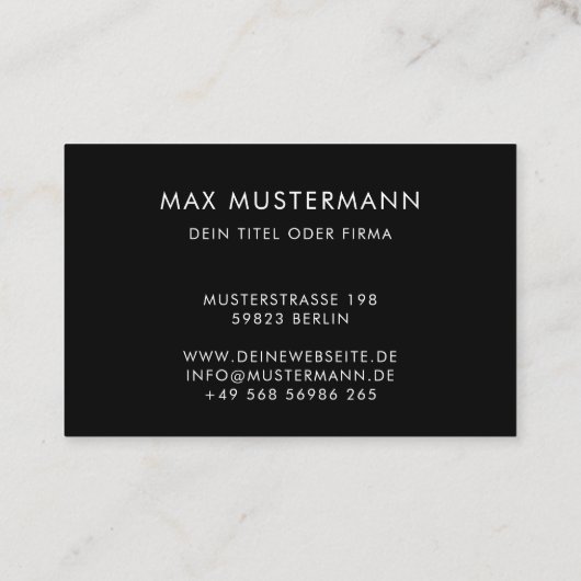 Schwarz Weiß Visitenkarte mit Logo und QR Code Visitekaartje (Achterkant)