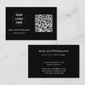 Schwarz Weiß Visitenkarte mit Logo und QR Code Visitekaartje (Voorkant / Achterkant)