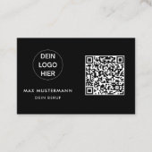 Schwarz Weiß Visitenkarte mit Logo und QR Code Visitekaartje (Voorkant)