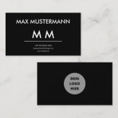 Schwarz Weiß Visitenkarte Selbst Gestalten Templat Visitekaartje (Voorkant / Achterkant)