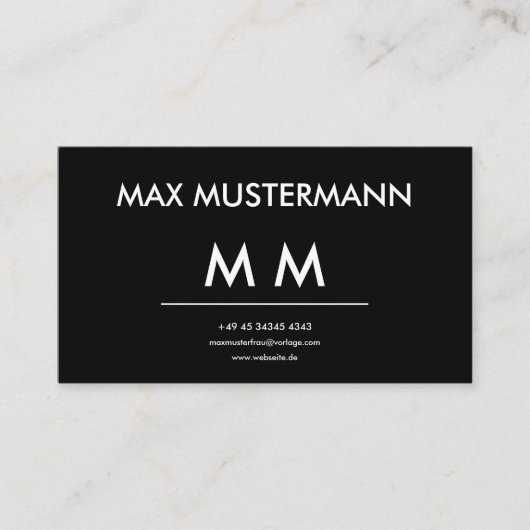 Schwarz Weiß Visitenkarte Selbst Gestalten Templat Visitekaartje (Voorkant)