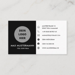 Schwarz/Weiß Visitenkarte Selbst Gestalten Vorlage Visitekaartje