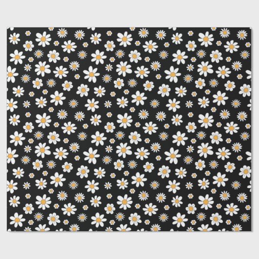 schwarz-weißes Design mit Blumen Cadeaupapier (Vlak)