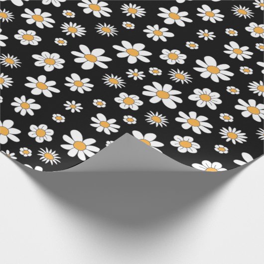 schwarz-weißes Design mit Blumen Cadeaupapier (Hoek)