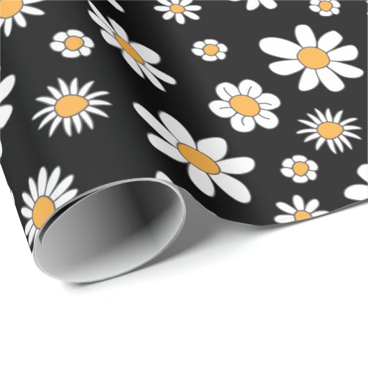 schwarz-weißes Design mit Blumen Cadeaupapier (Rol Hoek)