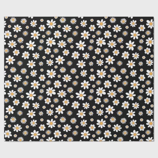 schwarz-weißes Design mit Blumen Cadeaupapier (Zoom)