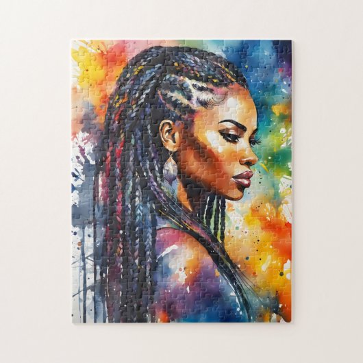 Schwarze Frau mit Zöpfen Legpuzzel (Verticaal)