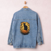 Schwarze Katze auf Halloween-Kürbis Denim Jacket (Hangar)
