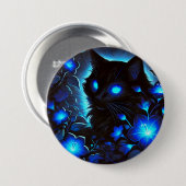 Schwarze Katze in leuchtend blau Ronde Button 7,6 Cm (Voorkant /achterkant)