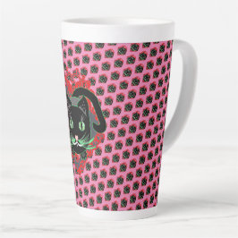 Schwarze Katze Latte Mok