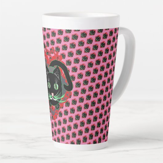 Schwarze Katze Latte Mok (Rechterhoek)