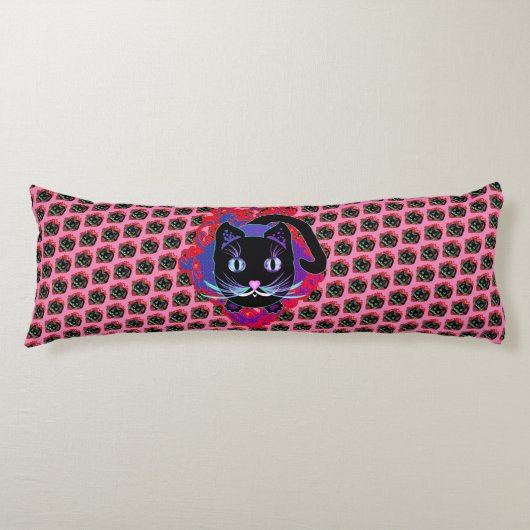 Schwarze Katze Lichaamskussen (Voorkant)