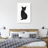 Schwarze Katze Minimal Illustration Canvas Afdruk (Insitu (Slaapkamer))