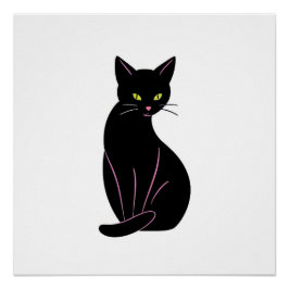 Schwarze Katze Minimal Illustration Perfect Poster