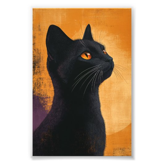 Schwarze Katze- Portrait Foto Afdruk (Voorkant)