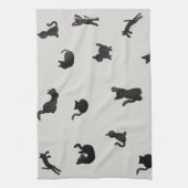 Schwarze Katzen Aquarell Muster Theedoek (Verticaal)