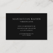 Schwarze Minimale Monogramm Visitenkarte Visitekaartje (Achterkant)