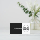 Schwarze professionelle Visitenkarte mit LOGO Visitekaartje (Staand voorkant)