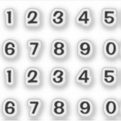 Schwarze Zahlen Aufkleber Transparent   Sticker (Voorkant)