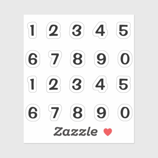 Schwarze Zahlen Aufkleber Transparent   Sticker (Vel)