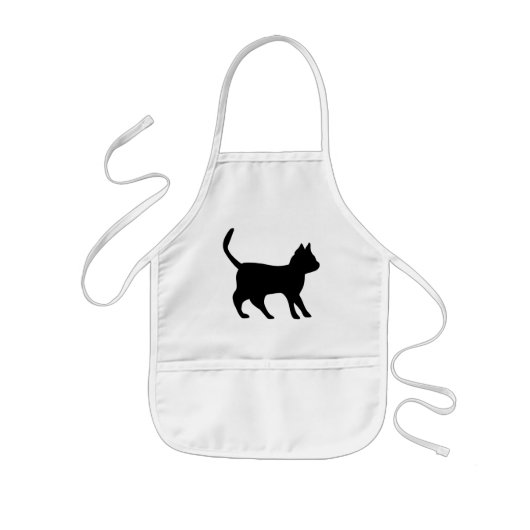 Schwarzer Kater Kinder Schort (Voorkant)