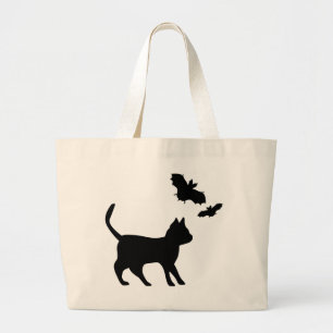 Schwarzer Kater mit Fledermaus Grote Tote Bag