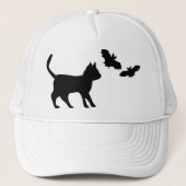 Schwarzer Kater mit Fledermaus Trucker Pet (Voorkant)